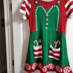 Festive Red and Green Elf Dress
